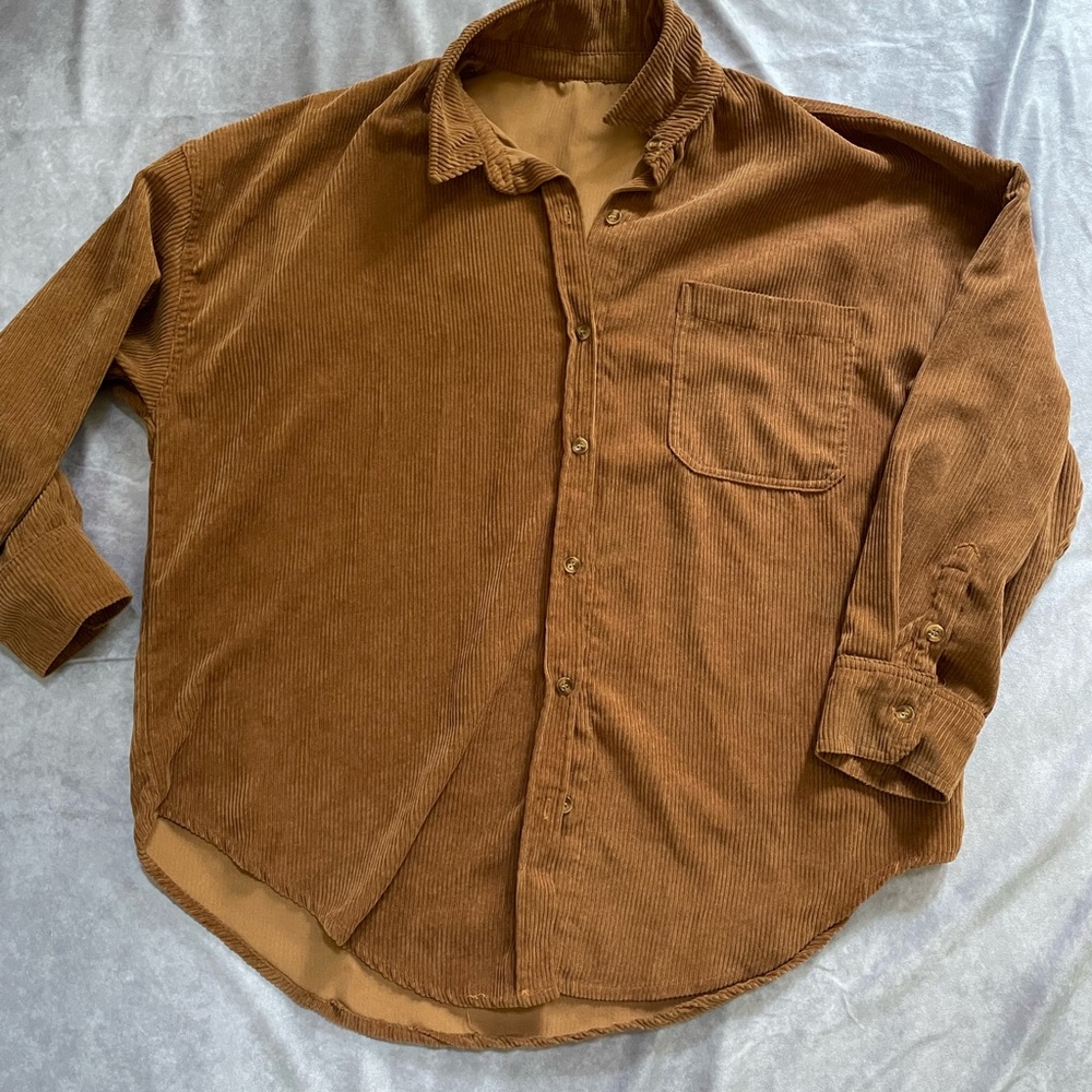 Brown Corduroy Button-Up Shirt